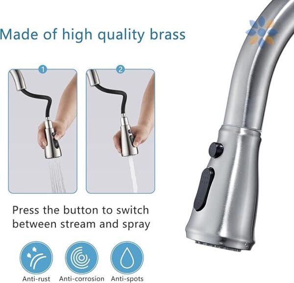 Grifo Cocina Premium Acero Inoxidable Ducha Extraíble