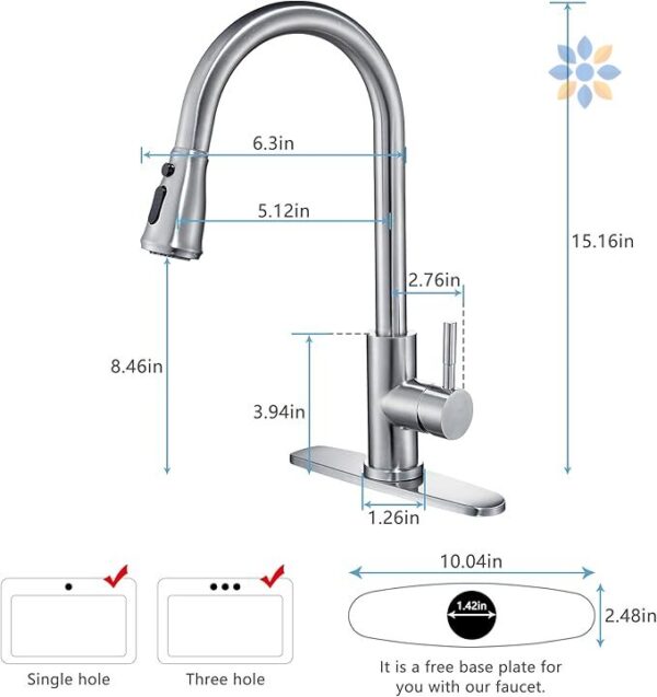 Grifo Cocina Extensible 360° Acero Inoxidable Premium