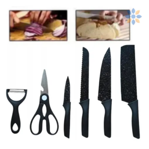 Set de Cuchillos de Cocina Negro - 6 Piezas